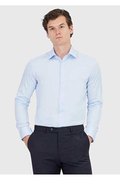 Ramsey Cămașă clasică 100% bumbac, albastru închis, slim fit