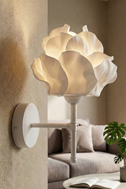Maison Avf White Eva Anemone Design Wired Sconce - Bottom White (Full Size 35...