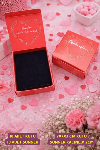 Emtory Home Takı Kutusu | 10 Adet Süngerli Kutu - Küpe Anahtarlık Bujiteri Ku...