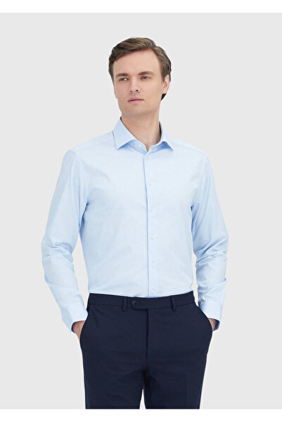 Ramsey Light Blue Plain Regular Fit Woven Classic 100% Cotton Shirt