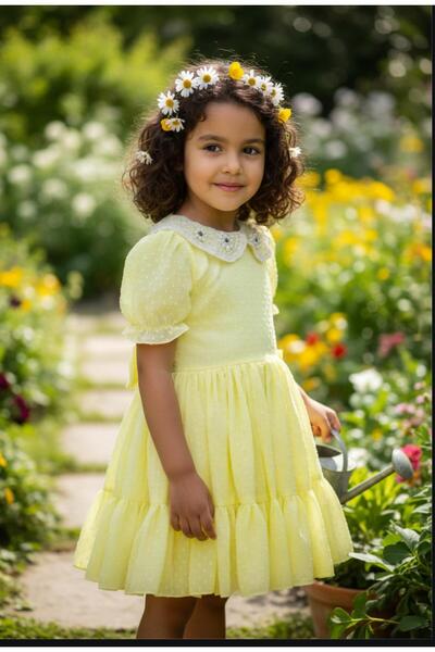 Gala rochie pentru copii cu dantelă pe guler cu pietre