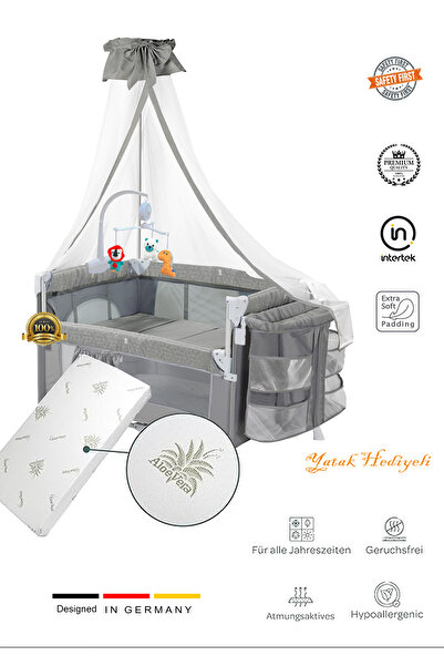 Holmer (YATAK HEDİYELİ) Oyun Parkı/ Anne Yanı/Park Yatak Cibinlikli Dönenceli...