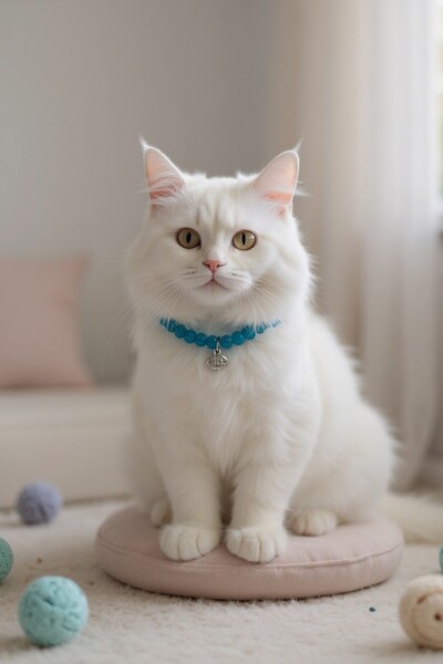 PNXPET قلادة قطة زرقاء من الحجر الطبيعي