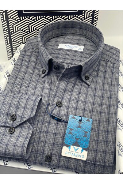 Fitmens Klasik Uzun Kol Kışlık Kareli Yaka Düğmeli Pamuklu Hediye Kutulu Erke...