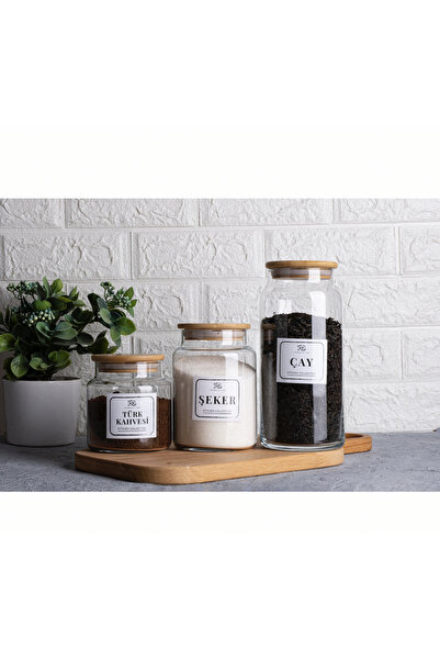 Pembelia Life 3’lu Bambu Kapaklı Vakumlu Çay Şeker Türk Kahve Saklama Kavanoz...