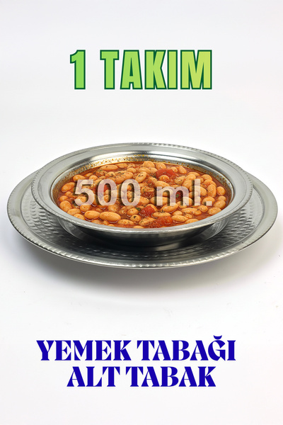 Binbir Trend Paslanmaz Çelik 2'li Yemek Tabağı Seti - Lokanta Tipi Krom Çukur...