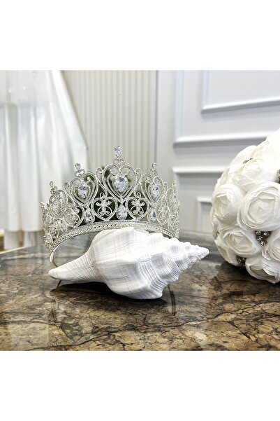 Taşmeran Zircon Stone Designed Bridal Tiara Quality Special Collection Weddin...