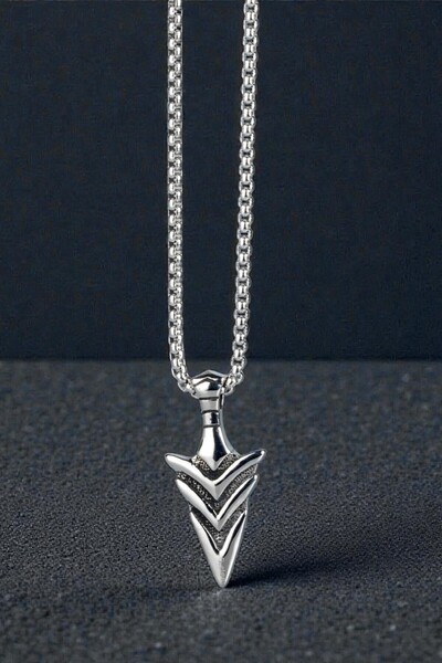 HERİF Aksesuar قلادة رجالية من الفولاذ على شكل رأس رمح