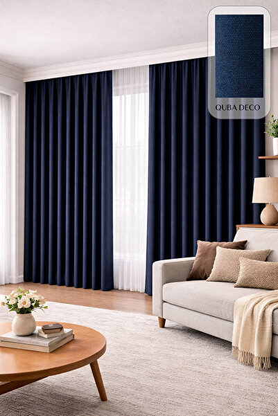 QUBA DECO Velvet Textured Island Background Curtain Living Room Bedroom Dark ...
