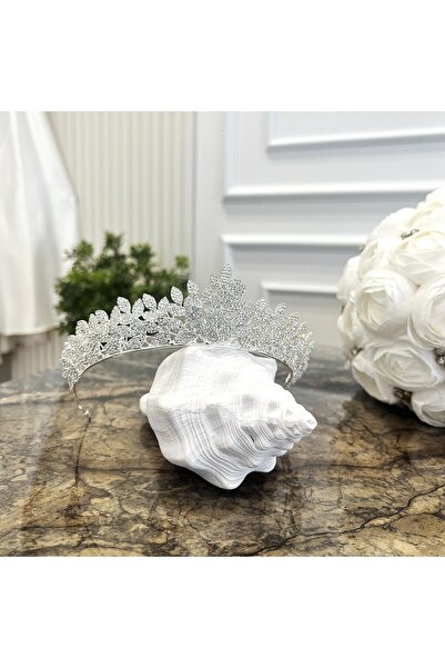 Taşmeran Zircon Stone Designed Bridal Tiara High Quality Wedding Henna Engage...