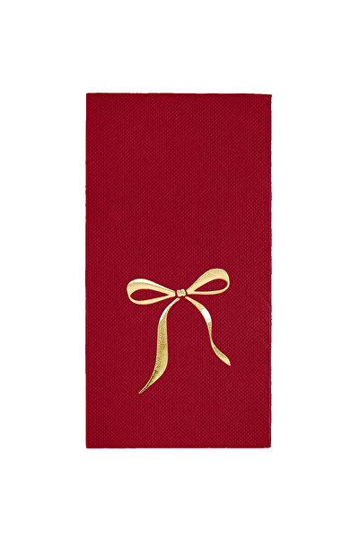 Story مناديل ورقية ملونة باللون العنابي مقاس 40 × 40 سم، مزينة بشريط من ورق ا...