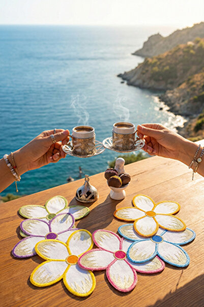 NGR HOME منديل كوكتيل مزين بالزهور مكون من 6 قطع