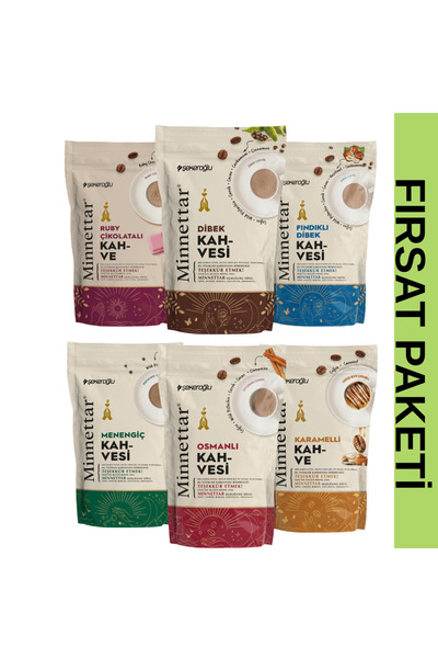 Şekeroğlu Minnettar Kahve Çeşitleri 165 gr x 6 Adet (Osmanlı, Karamel, Fındık...
