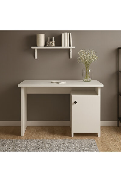 Bladimo Blanca Çalışma Masası Kapaklı Kitaplıklı Beyaz