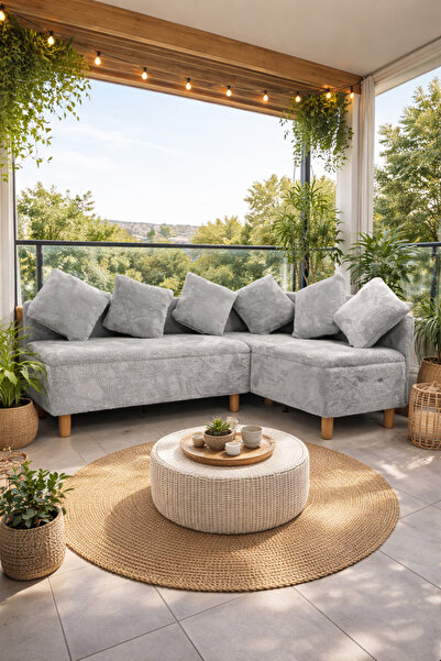 LOTUS PORT İkili Koltuk Takım Peluş Kumaş Sandıklı 120 Cm Genişlik 60Cm Derinlik