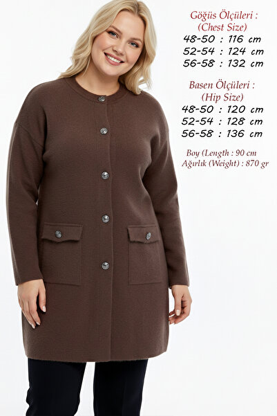 Laden Tricotaj pentru femei, mărime mare, angora, moale, gros, iarnă, maro, c...