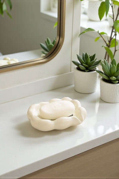 LALEZEN HOME طبق صابون سحابي من السيراميك