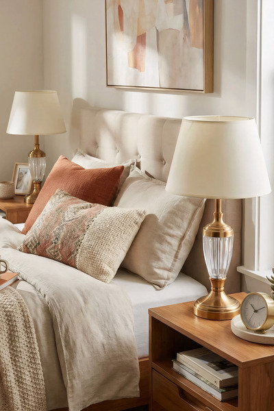 AbajurAksesuar Jasmin 2 Li Bronz - Krem Abajur