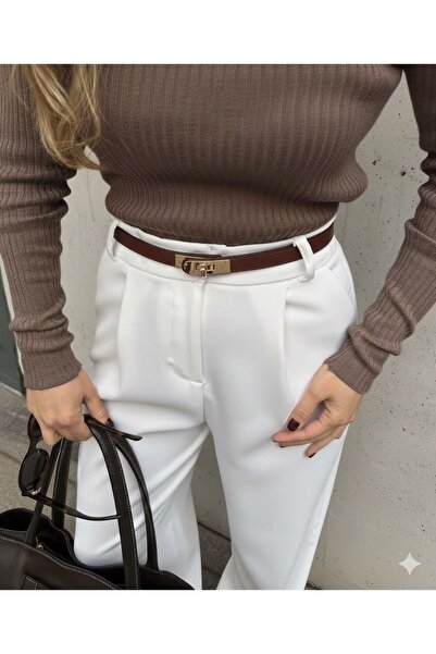 EMR Official حزام بني/مشبك قفل، حزام نسائي، حزام فستان، حزام معطف، حزام بنطلون