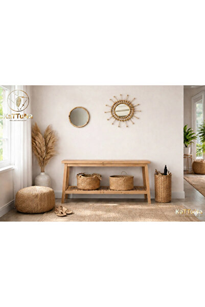 kattuna Bohem Bambu Ve Boncuklu Ayna Duvar Dekorasyon Ürünü 2’li Set 001