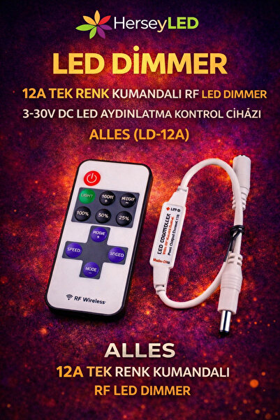 Cata 12A Tek Renk Kumandalı RF Dimmer – 3-30V DC LED Aydınlatma Kontrol Cihazı