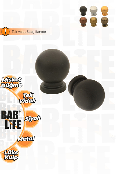 bablife Küçük Misket Düğme Siyah 25mm Çapında Çekmece Dolap Mobilya Kulpları