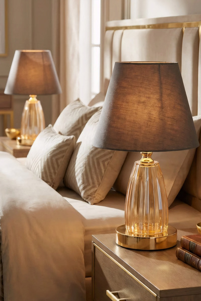 AbajurAksesuar كوبا جولد - أباجورة رمادية 2 قطعة