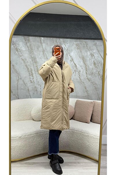 Touche Oversize Maxi Şişme Mont Camel