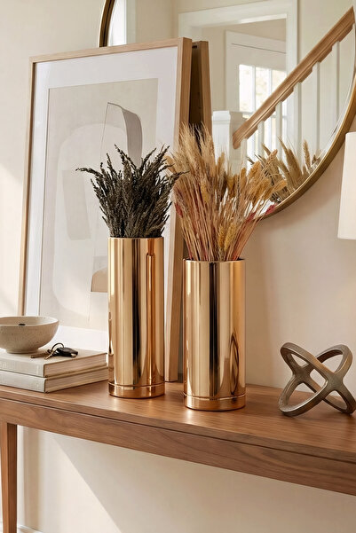 AbajurAksesuar Moda Gold Ikili Vazo