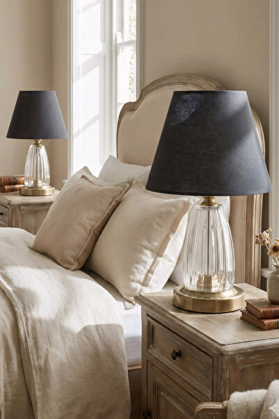 AbajurAksesuar كوبا العتيقة - أباجورة سوداء 2 قطعة