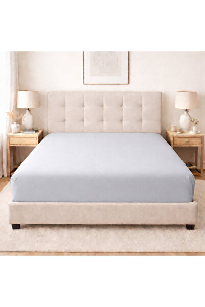 LilaMOON Gray Color Cotton Combed Cotton Fabric Single/Double Fitted Fitted F...