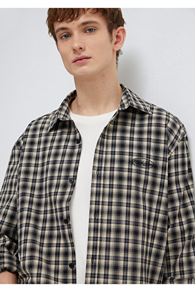 Mavi Siyah Ekose Gömlek Loose Fit / Bol Rahat Kesim 0211880-91417
