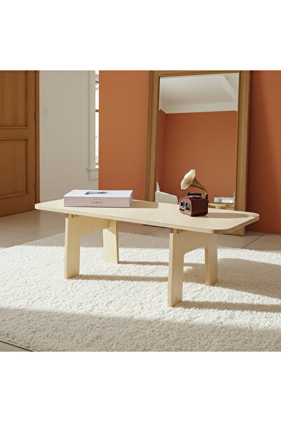 Vera Concept Home Modern Ahşap Geniş Oturum Alanlı Oval Geçirmeli Bench Puf