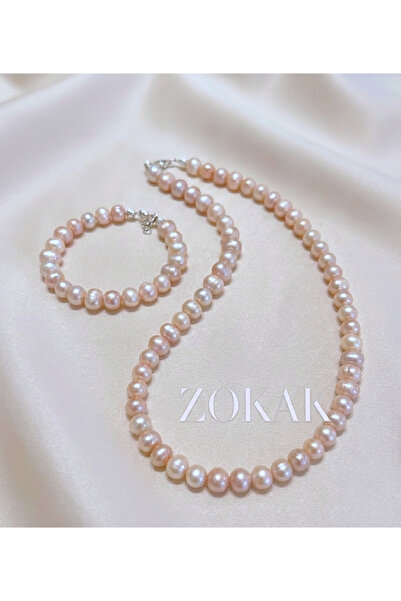 Zokak Sertifikalı Gerçek İnci set 925 Ayar Gümüş Doğal Taş inci kolye, inci b...