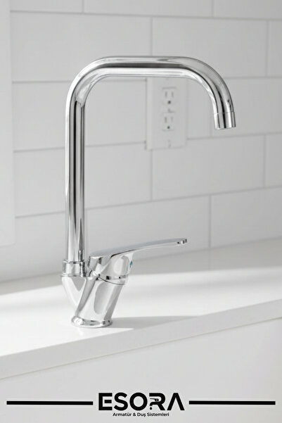 ESORA L Boru Mutfak Eviye Musluğu Çeşmesi Bataryası