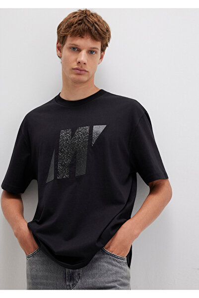 Mavi Pro Logo Baskılı Siyah Tişört Loose Fit / Bol Rahat Kesim 0613086-900
