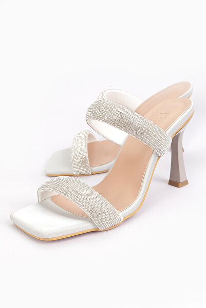 Liza Shoes Papuci de damă argintii cu toc de piatră - Adel A002-k1243