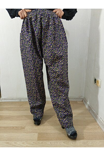 hoaryage Pantaloni din țesătură flanel florală, viu și cald de iarnă, pantalo...