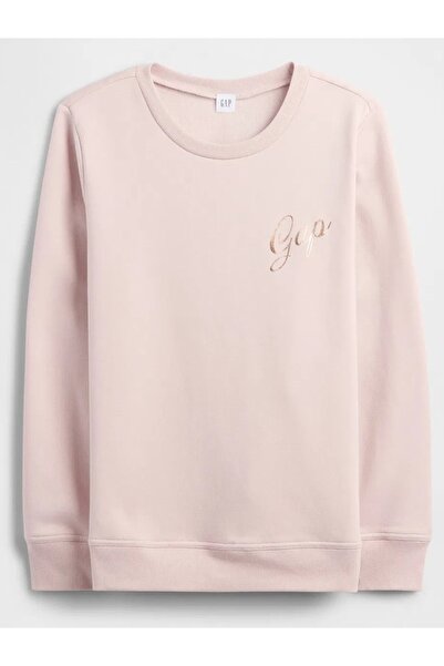 GAP Relaxed Logo 800444 guler rotund Fleece Swea tricou Femei Swea tricou PUDRA