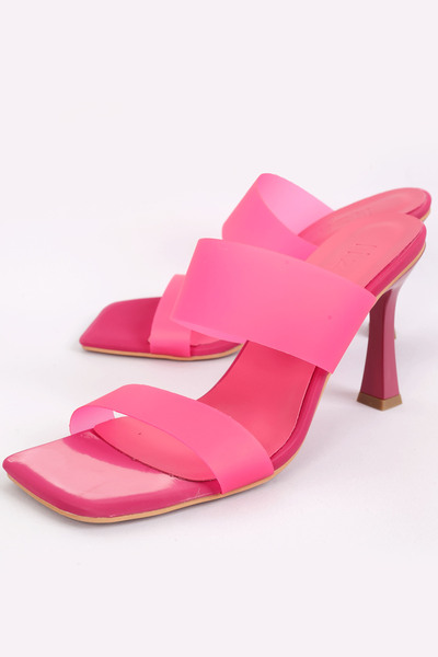 Liza Shoes Papuci cu toc pentru femei Fuchsia Sofia - Transparent A002-k1252