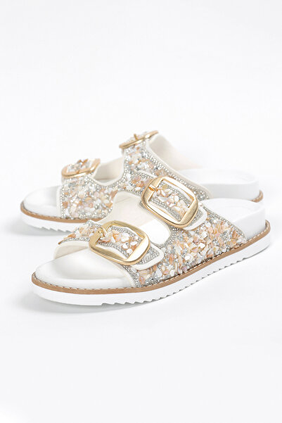 Liza Shoes Papuci de zi cu zi pentru femei cu detaliu de piatră - A010-K104