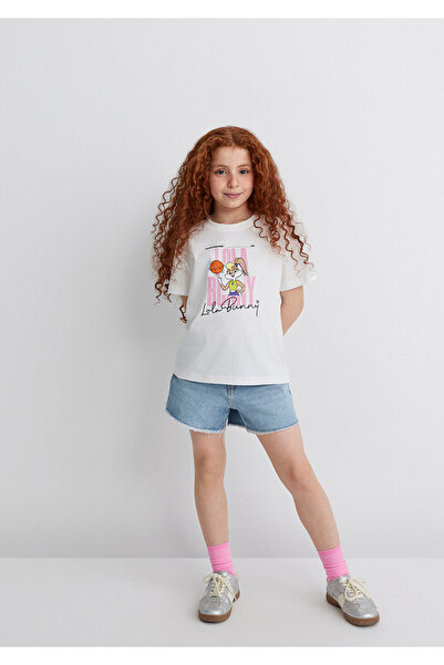 Mavi Lola Bunny Baskılı Ekru Tişört Loose Fit / Bol Rahat Kesim 7610289-70057