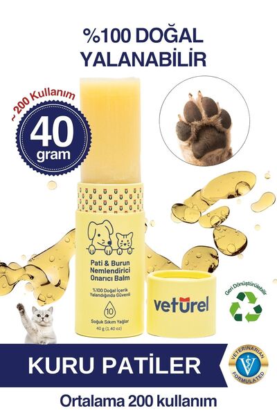 Veturel Kedi Köpek Pati Balm %100 Doğal Nemlendirici Stick Dirsek Burun Koruy...