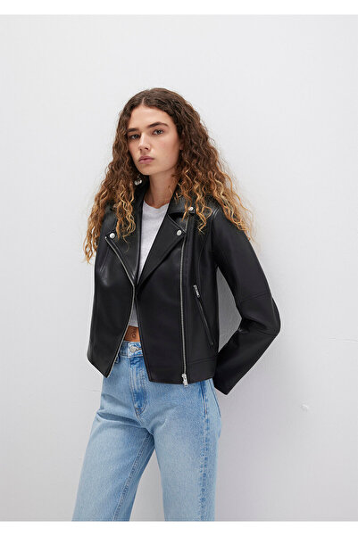 Mavi Biker Collar Black Faux Leather Jacket Slim Fit / Narrow Cut 1110221-900