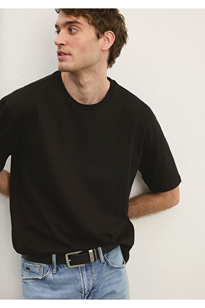 Mavi Stretch Siyah Basic Tişört Loose Fit / Bol Rahat Kesim 0610136-900