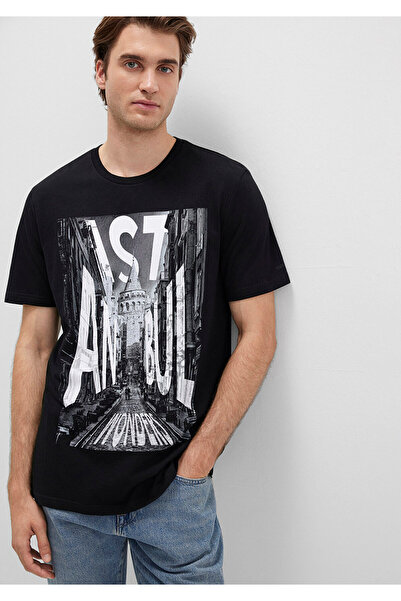 Mavi Tricou negru cu imprimeu Istanbul Galata Regular Fit 067053 -900