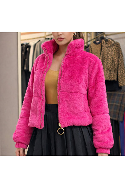 ayriss Yumuşak Dokulu Pelüş Kürk Mont