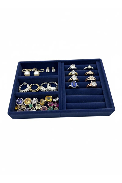 MeGass Dekor Domestic Production Suede Fabric Dark Blue Color 22 cm / 14 cm D...