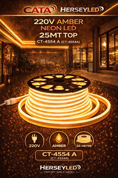 Cata 220V AMBER NEON LED 25MT TOP CT-4554 A