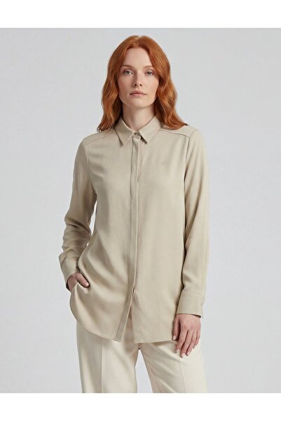 Kayra Tunica cu guler cămașă din popelin crem